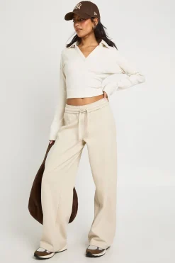 boohoo Haut à Col Ouvert avec Détails Côtelés<Femme Tops
