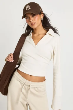 boohoo Haut à Col Ouvert avec Détails Côtelés<Femme Tops