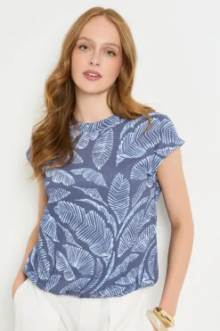 Haut Col Rond En Jersey Palm Avec Ourlet Bulle
