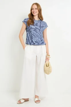 Haut Col Rond En Jersey Palm Avec Ourlet Bulle