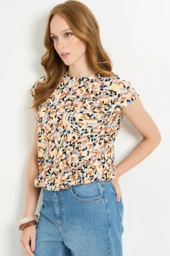 Wallis Haut Col Rond À Ourlet En Jersey Abstrait<Femme Tops