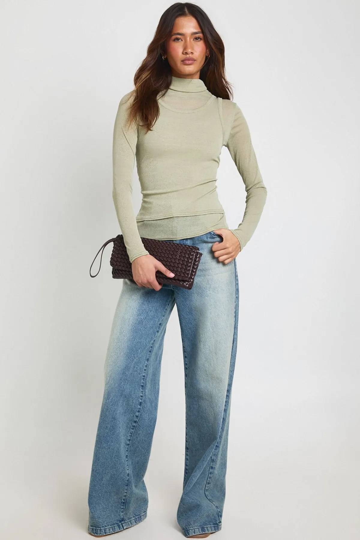 boohoo Haut Col Roulé 2 En 1 Transparent Texturé<Femme Tops