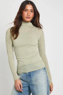 boohoo Haut Col Roulé 2 En 1 Transparent Texturé<Femme Tops