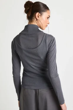 Haut Col Roulé 2 en 1 Transparent Texturé