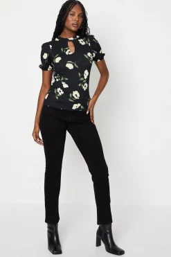Dorothy Perkins Haut à Col Trou de Serrure avec Manches Bouffantes<Femme Tops