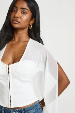 Haut Corset À Agrafes Avec Manches Ange En Mesh