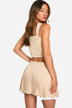 Haut Corset aux Détails Contrastés et Fermeture à Crochets et Œillets