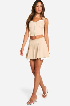 Haut Corset aux Détails Contrastés et Fermeture à Crochets et Œillets