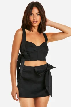 boohoo Haut Corset avec Détail de Nœud<Femme Tops