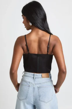 boohoo Haut Corset Baleiné À Bordure De Dentelle<Femme Satin Et Dentelle|Tops