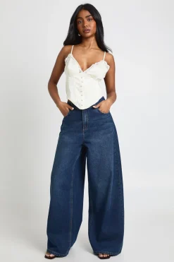boohoo Haut Corset À Baleines Avec Finition En Dentelle<Femme Satin Et Dentelle|Tops