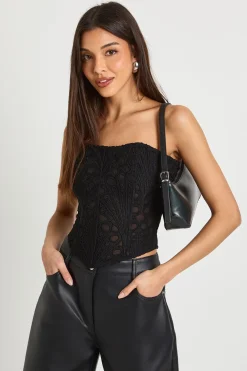 Haut Corset Bandeau en Dentelle Transparente