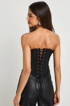 Haut Corset Bandeau en Dentelle Transparente
