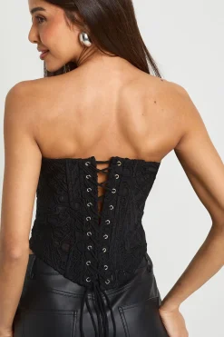 Haut Corset Bandeau en Dentelle Transparente