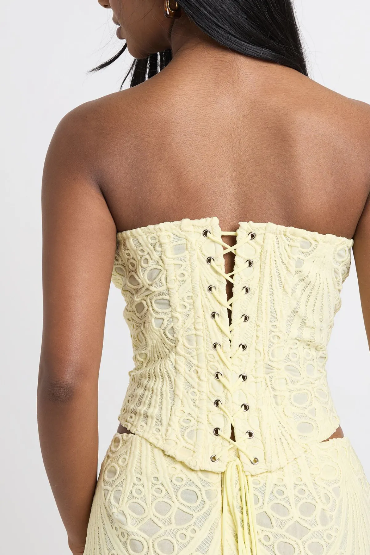 boohoo Haut Corset Bandeau En Dentelle Transparente<Femme Satin Et Dentelle|Tops