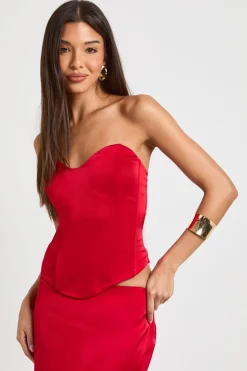 Haut Corset Bandeau en Satin