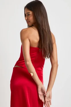 Haut Corset Bandeau en Satin