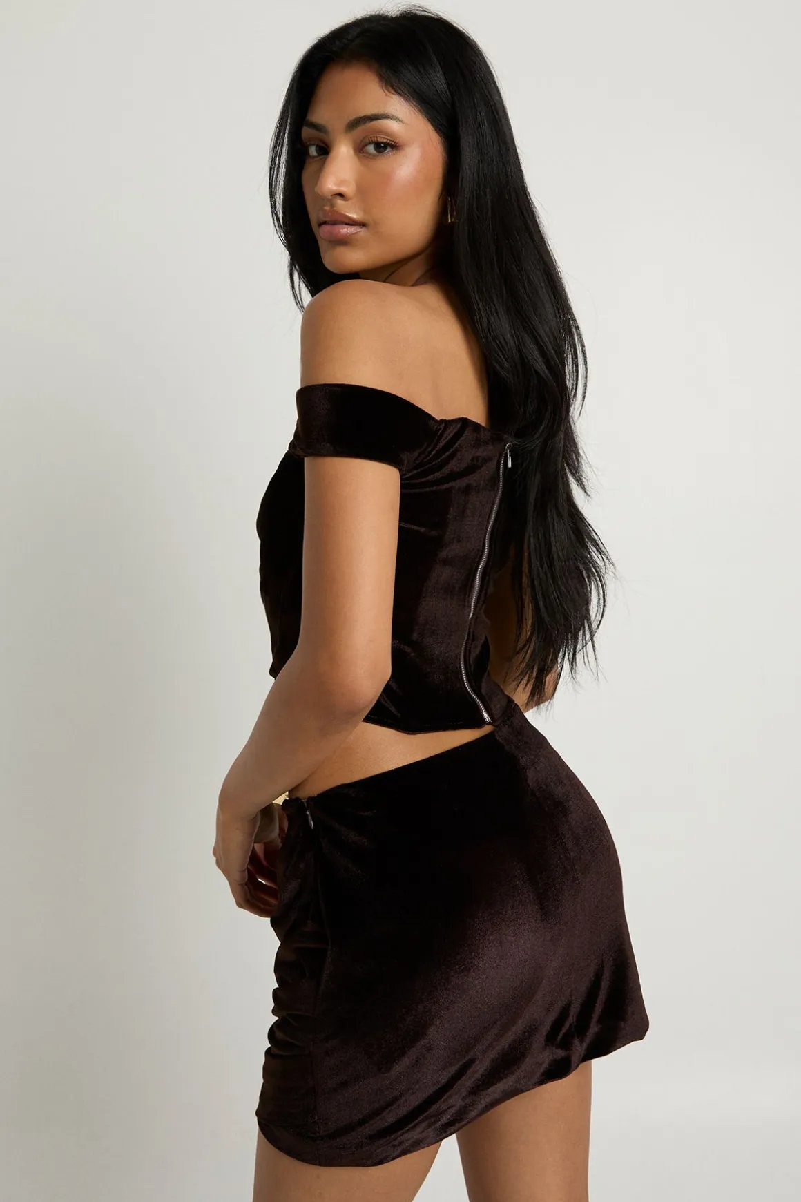Haut corset Bardot en velours