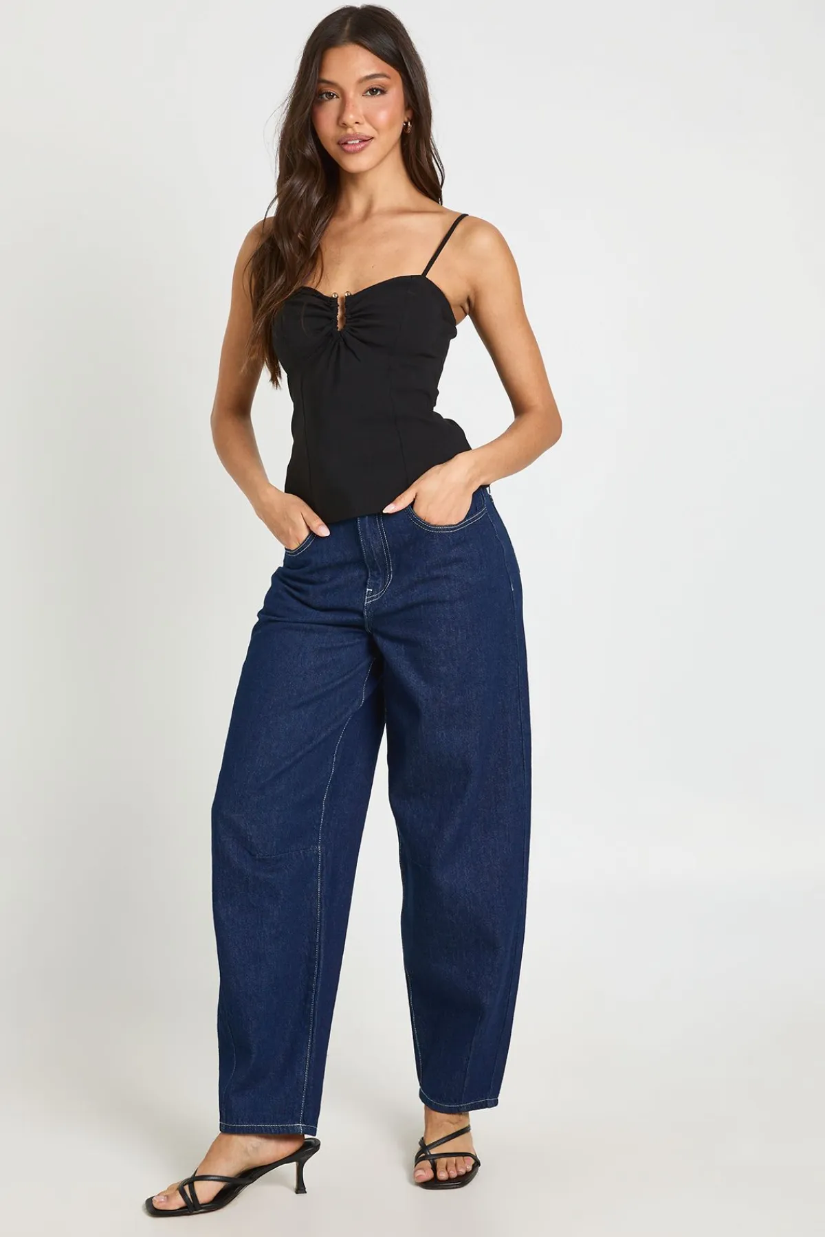 boohoo Haut Corset À Bretelles En Bengaline Avec Ornements Métalliques<Femme Tops
