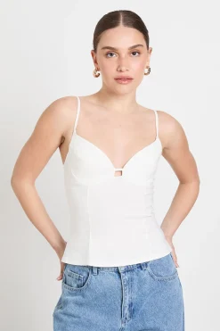 Haut Corset À Bretelles En Bengaline Avec Découpes