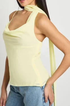 Haut Corset à Col Bénitier avec Détail Foulard en Mousseline