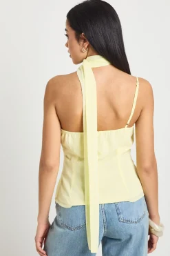Haut Corset à Col Bénitier avec Détail Foulard en Mousseline