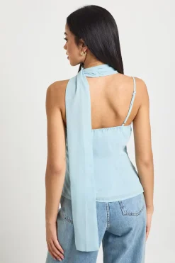Haut Corset à Col Bénitier avec Détail Foulard en Mousseline