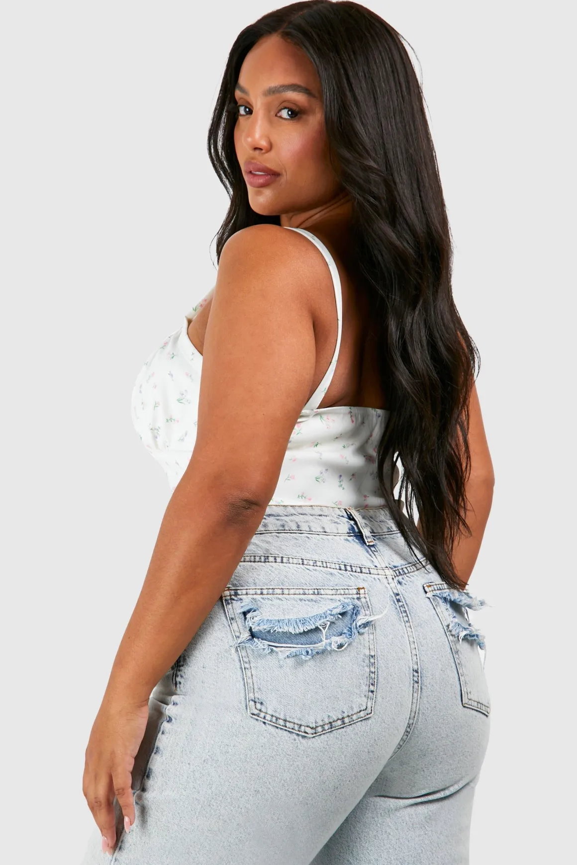 Haut Corset Ditsy à nouer sur le devant
