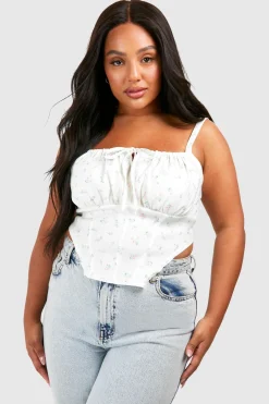 Haut Corset Ditsy à nouer sur le devant