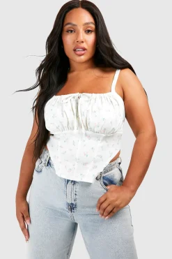 Haut Corset Ditsy à nouer sur le devant