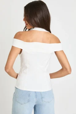 Haut Corset En Bengaline À Col Licou Et Épaules Dénudées
