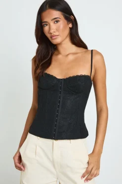 boohoo Haut Corset En Dentelle Avec Fermeture À Crochets<Femme Satin Et Dentelle|Tops