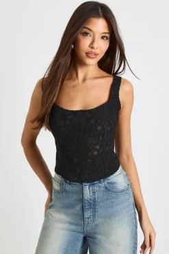 Haut Corset en Dentelle Transparente