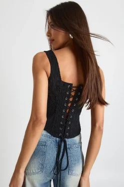 Haut Corset en Dentelle Transparente