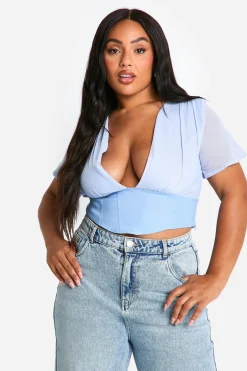 Haut Corset en Maille Plissée Plus