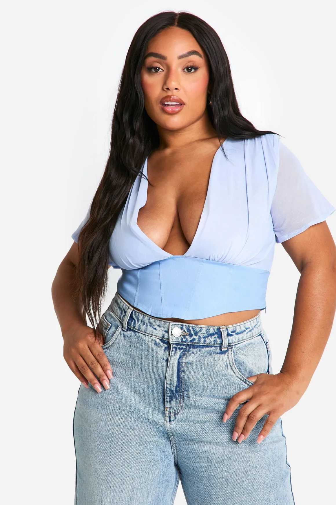 Haut Corset en Maille Plissée Plus