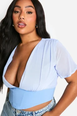Haut Corset en Maille Plissée Plus
