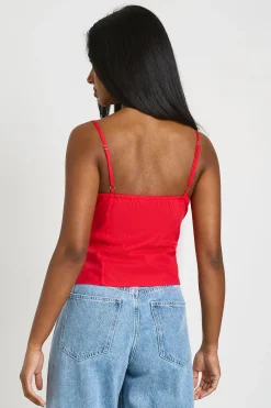 boohoo Haut Corset En Popeline Avec Nœud Devant<Femme Tops
