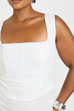Haut Corset Grande Taille À Encolure Carrée En Dentelle Froncée