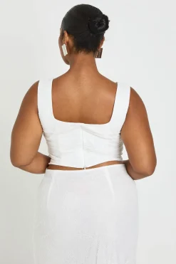 Haut Corset Grande Taille À Encolure Carrée En Dentelle Froncée
