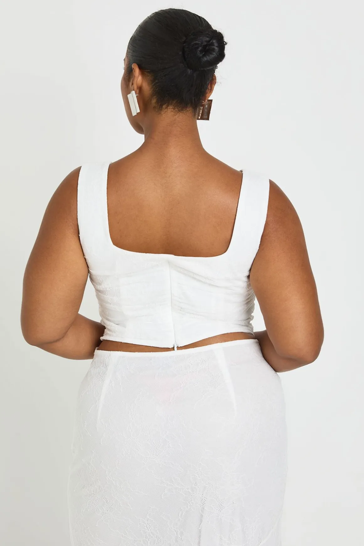 Haut Corset Grande Taille À Encolure Carrée En Dentelle Froncée