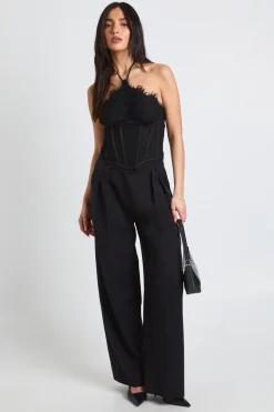 Haut Corset Licou En Dentelle À Bord Festonné