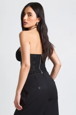 Haut Corset Licou En Dentelle À Bord Festonné