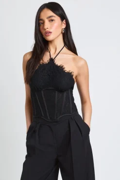Haut Corset Licou En Dentelle À Bord Festonné