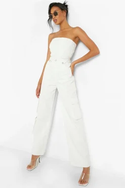 boohoo Haut corset longline avec détail de couture<Femme Denim|Looks De Rentrée