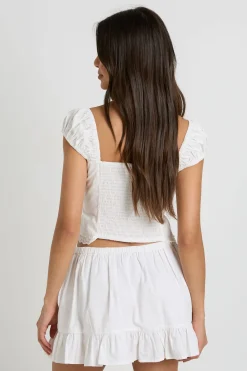 boohoo Haut Corset À Nouer Devant Avec Finitions Broderie Anglaise<Femme Tops
