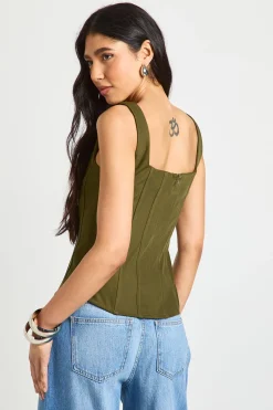 boohoo Haut Corset Structuré En Crêpe Pour Grande Taille<Femme Tops