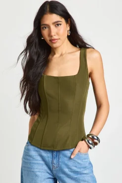 boohoo Haut Corset Structuré En Crêpe Pour Grande Taille<Femme Tops