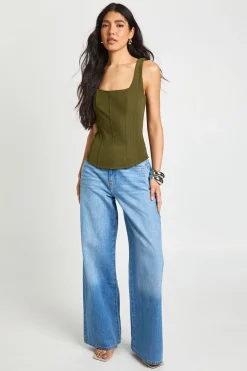 boohoo Haut Corset Structuré En Crêpe Pour Grande Taille<Femme Tops