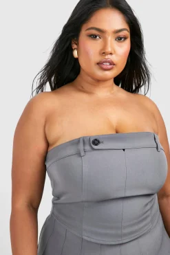 boohoo Haut corset sur mesure pour grandes tailles avec détails de boutons<Femme Tops